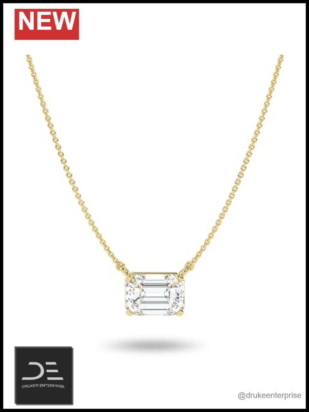 Lab Grown Diamond Solitaire Pendant Necklace 14K Yellow Gold